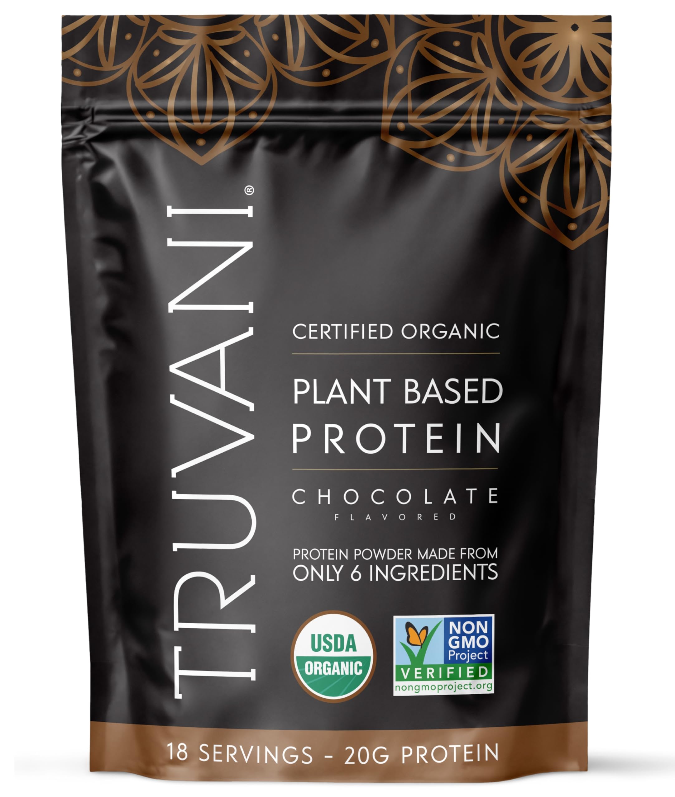 Truvani frasco frontal sabor chocolate mostrando diseño y practicidad