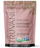 Truvani envase frontal mostrando sabor vainilla chai y beneficios limpios