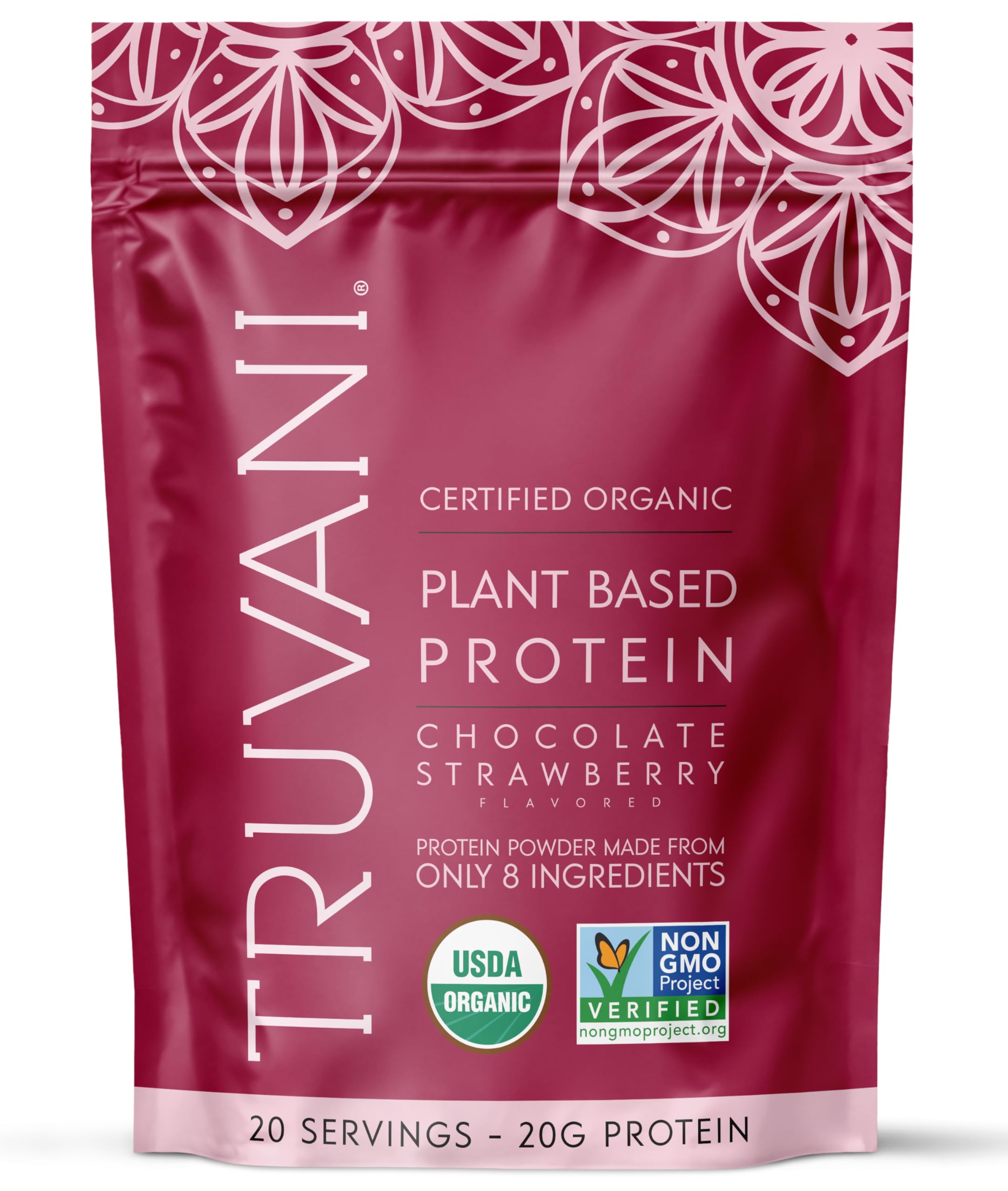 Truvani empaque frontal chocolate fresa mostrando diseño y beneficio limpio
