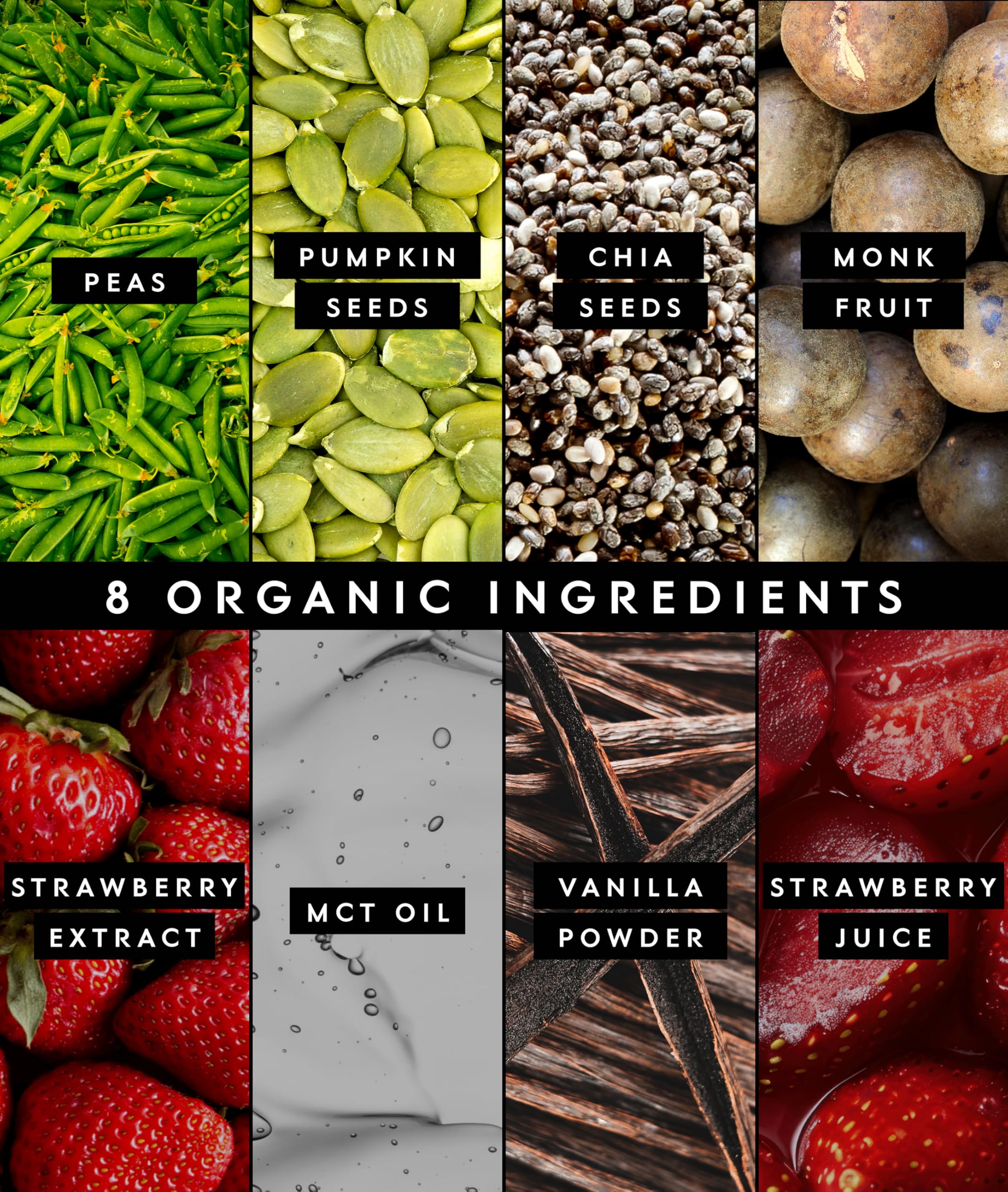 Truvani ingredientes: guisante, calabaza y chía orgánicos