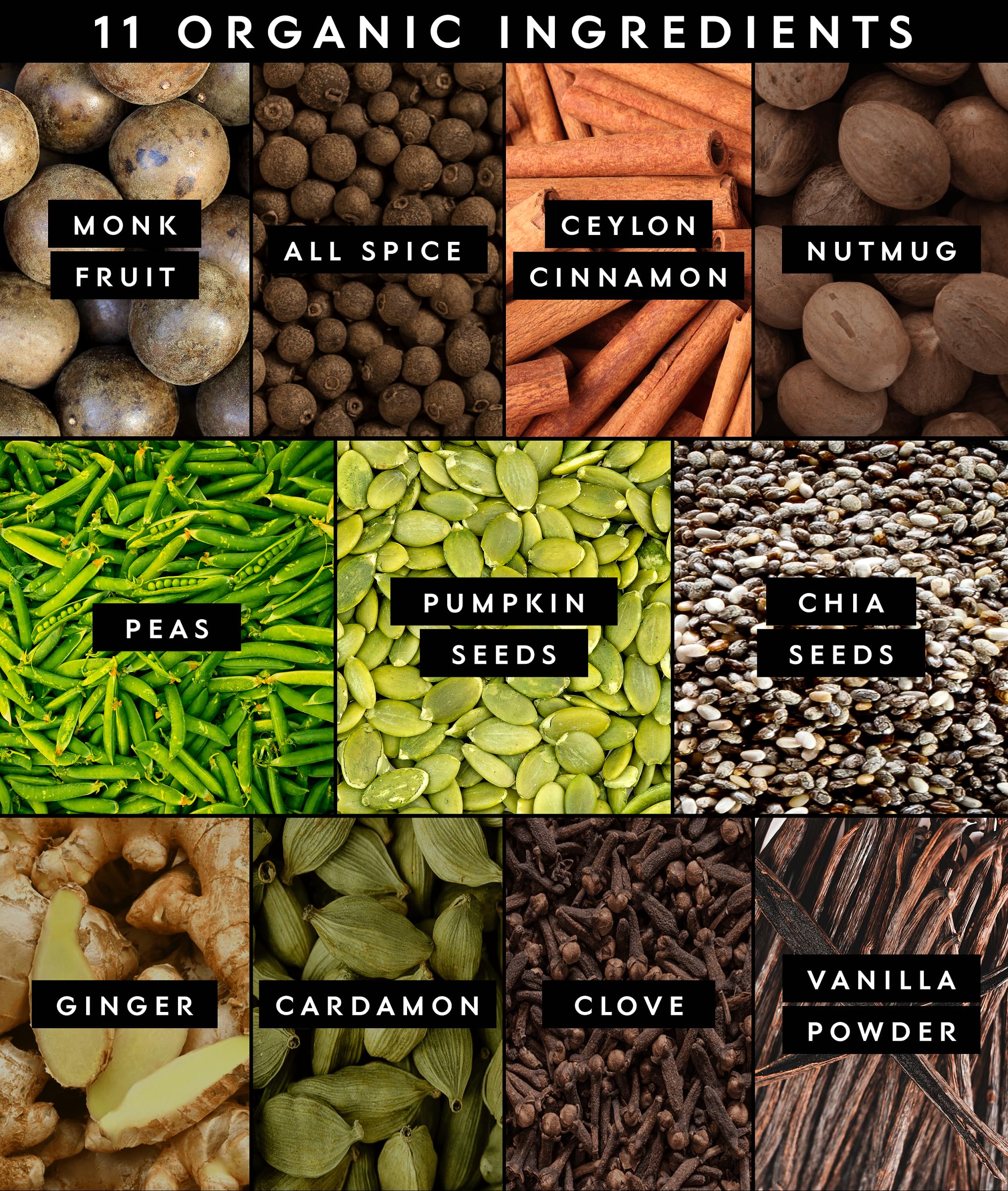 Truvani ingredientes orgánicos dispuestos, evidencia de calidad y origen