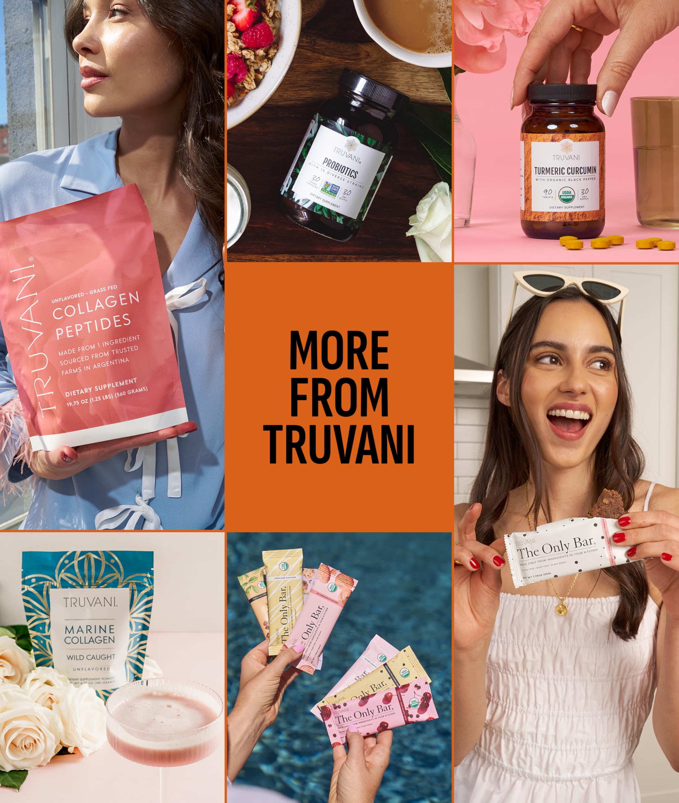 Truvani envase junto a fruta para comparar tamaño, beneficio portabilidad