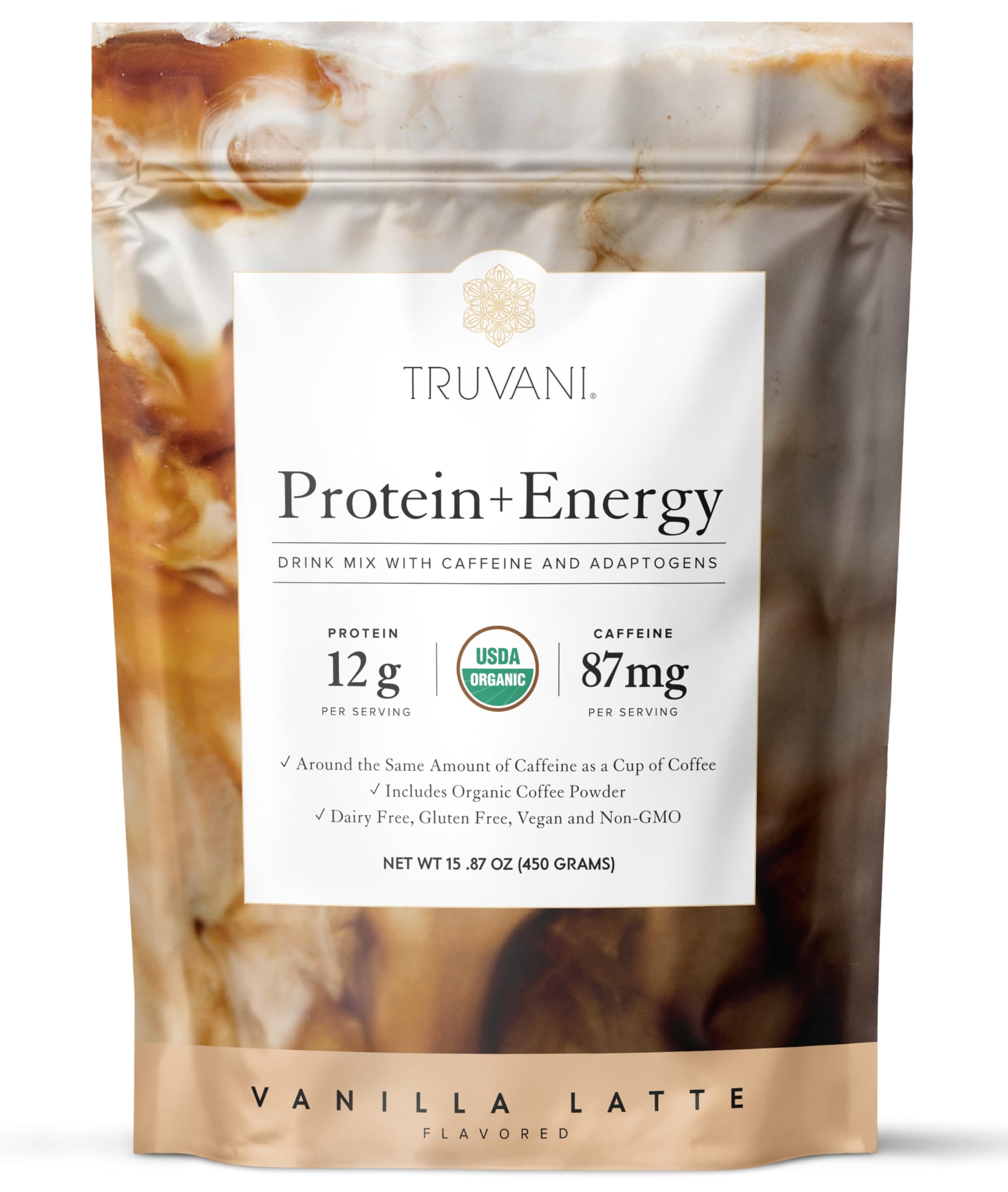 Truvani envase frontal mostrando diseño y confianza en ingredientes orgánicos