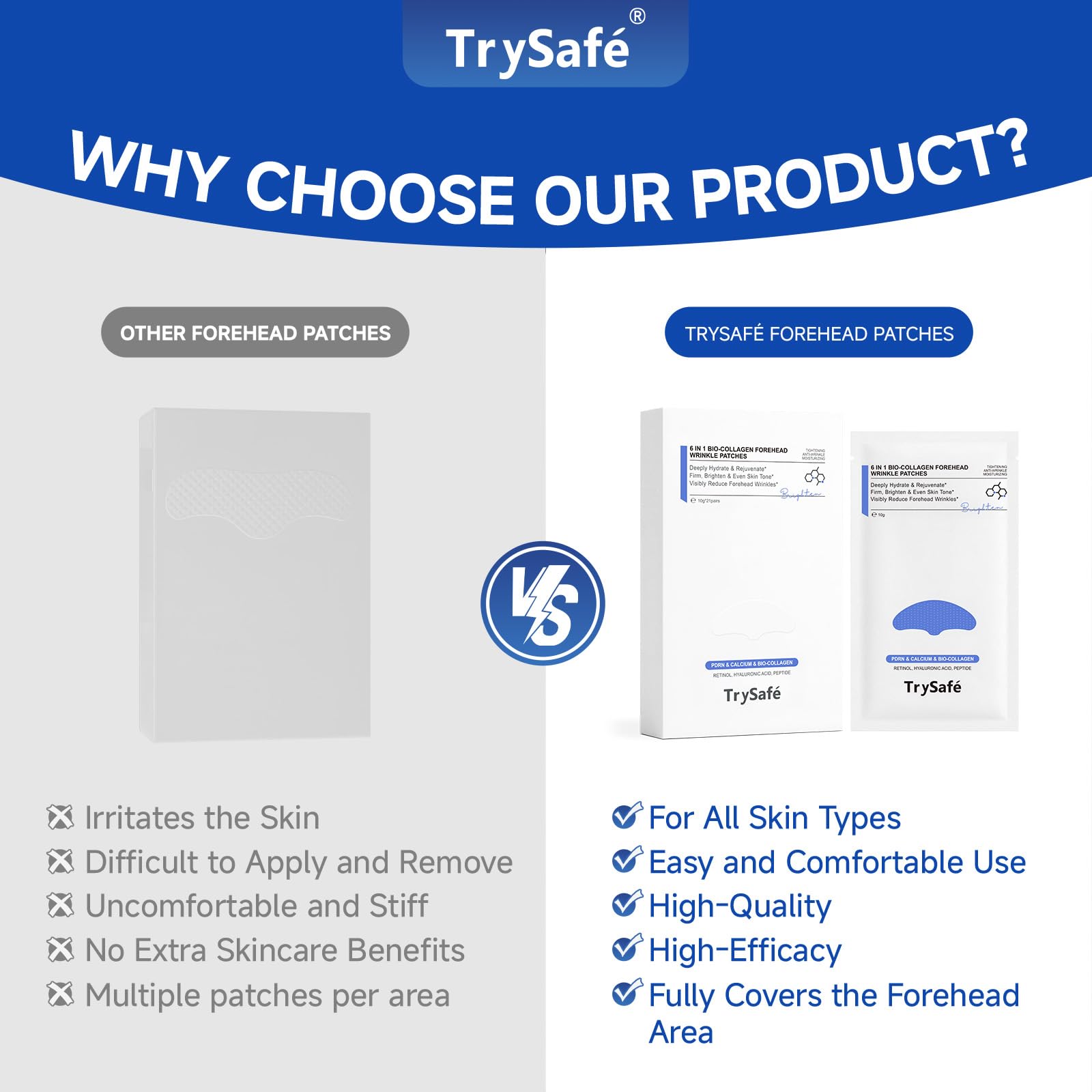 TrySafe parche sobre la mano para comparar tamaño y facilidad de uso