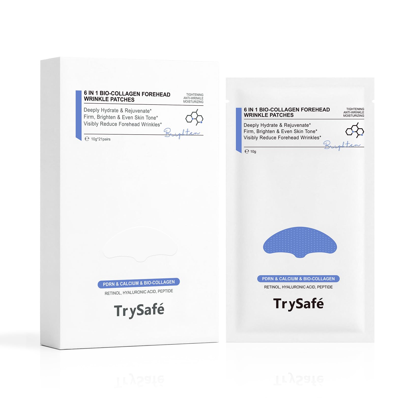 TrySafe empaque frontal mostrando 21 pares y beneficio de tratamiento localizado