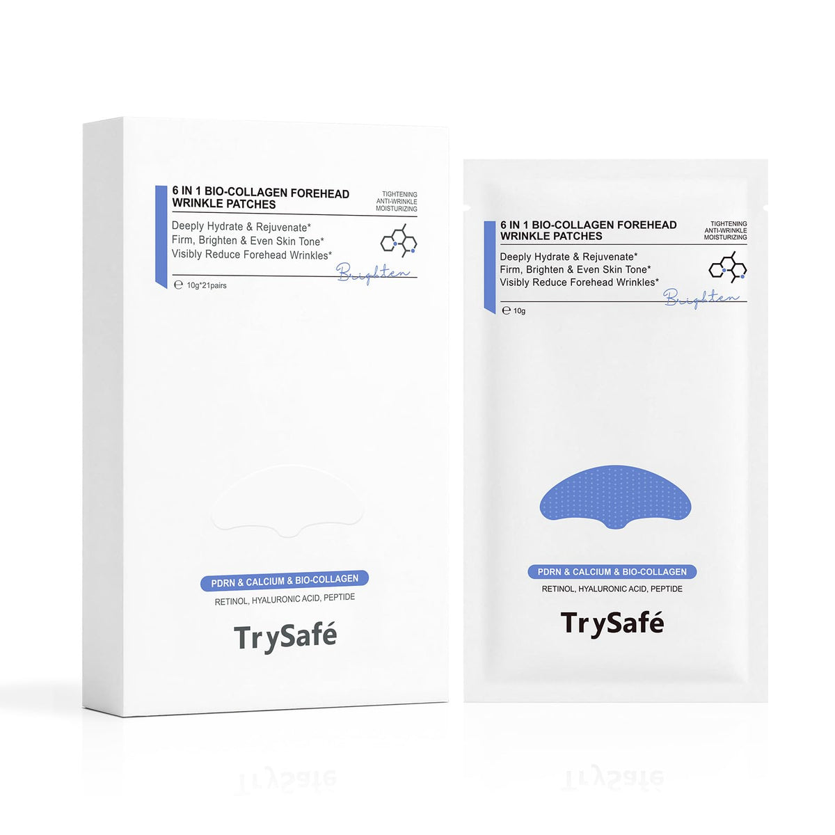 TrySafe empaque frontal mostrando 21 pares y beneficio de tratamiento localizado