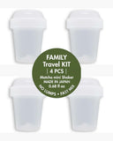 TTDLMO cuatro shakers dispuestos mostrando kit familiar listo para usar