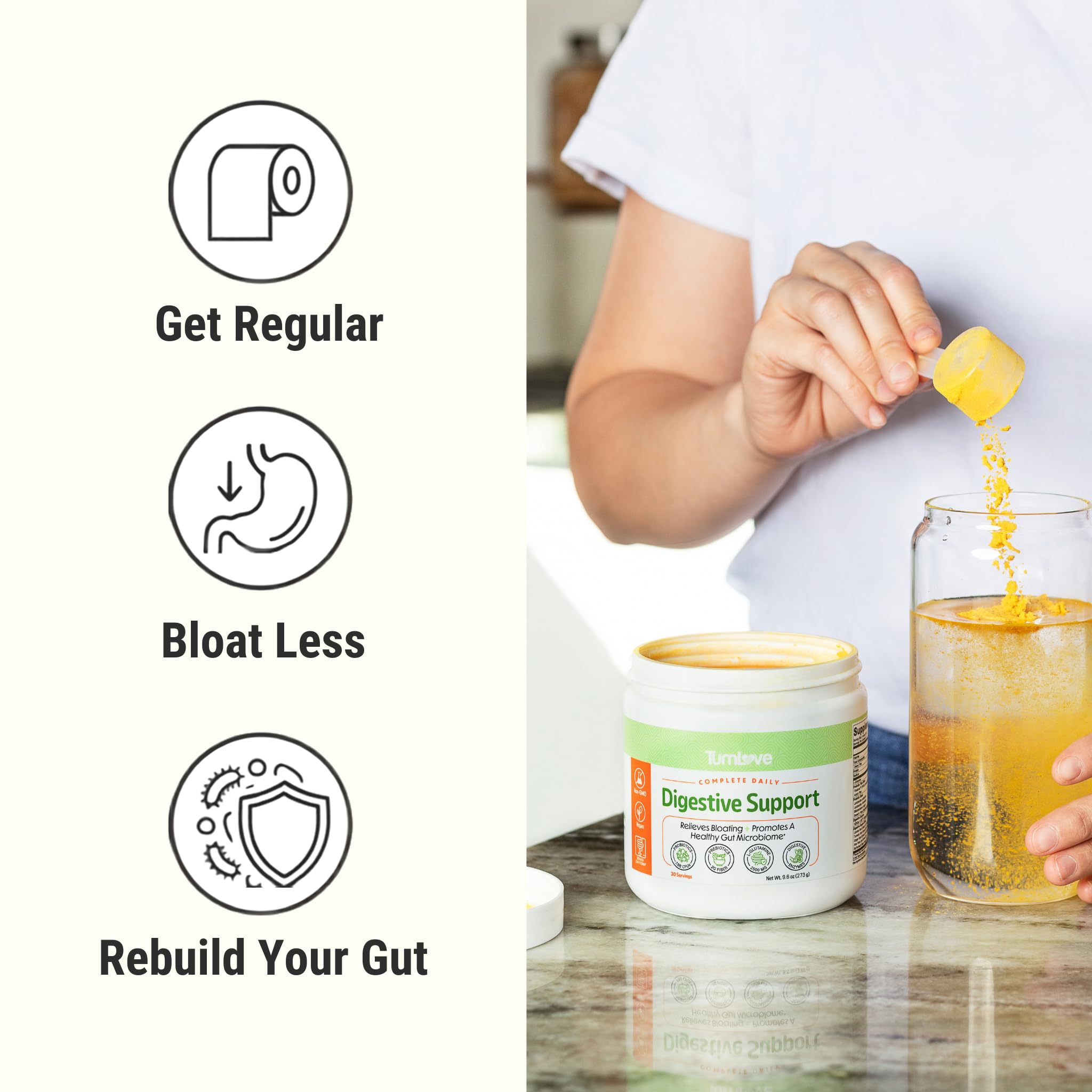 TumLove etiqueta con ingredientes y dosis transparentes para confianza
