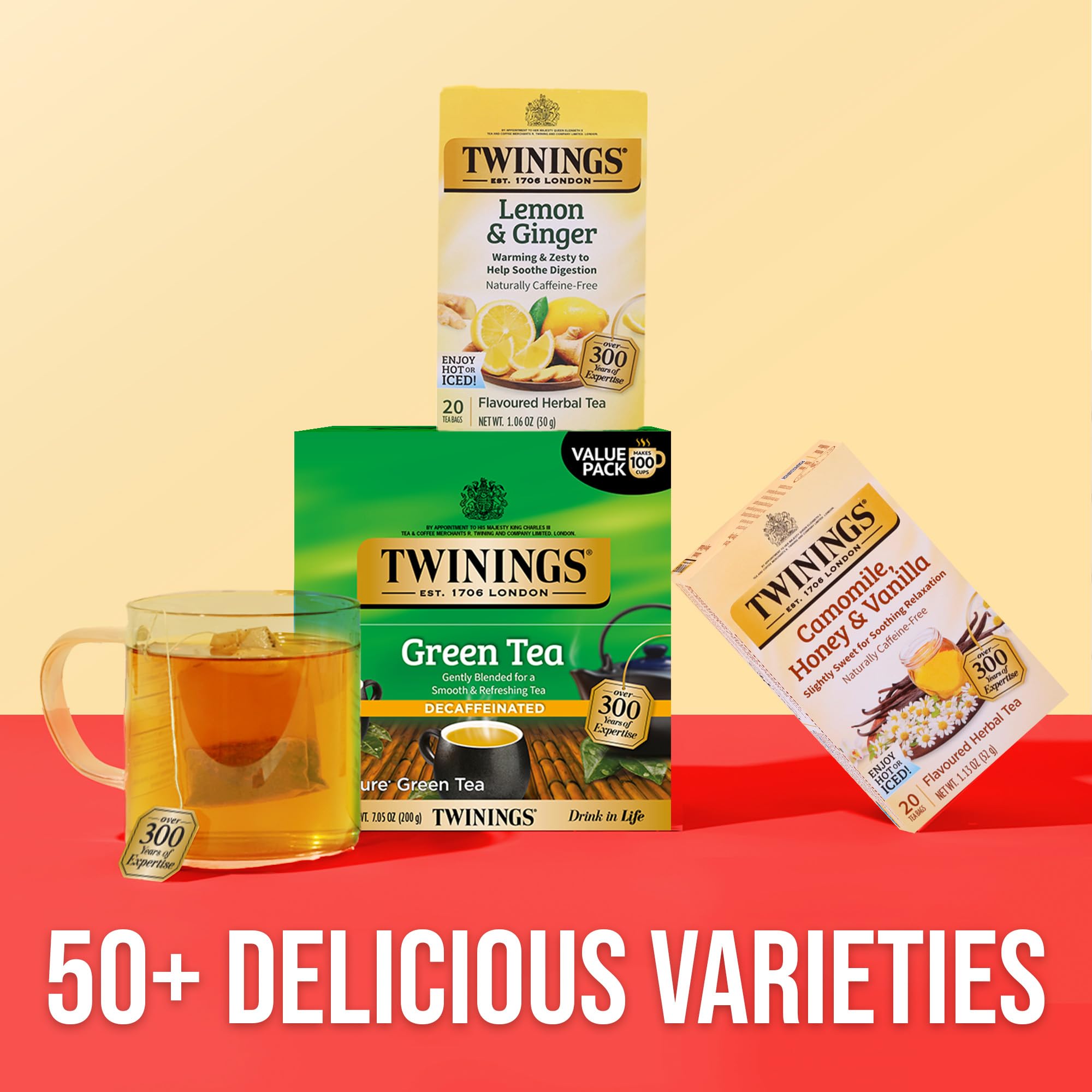 Twinings bolsita junto a una moneda para comparar tamaño y portabilidad