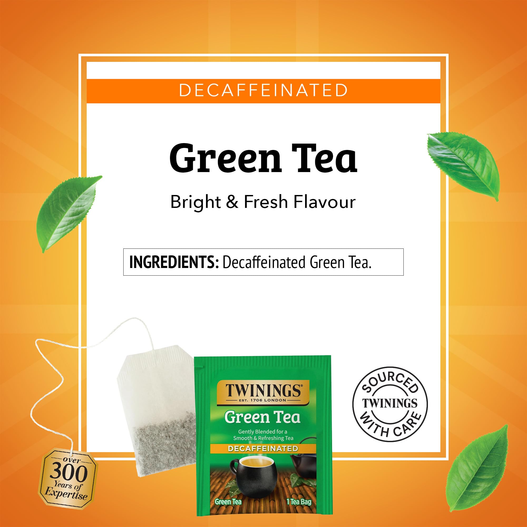 Twinings taza de té verde caliente con color amarillo miel y disfrute