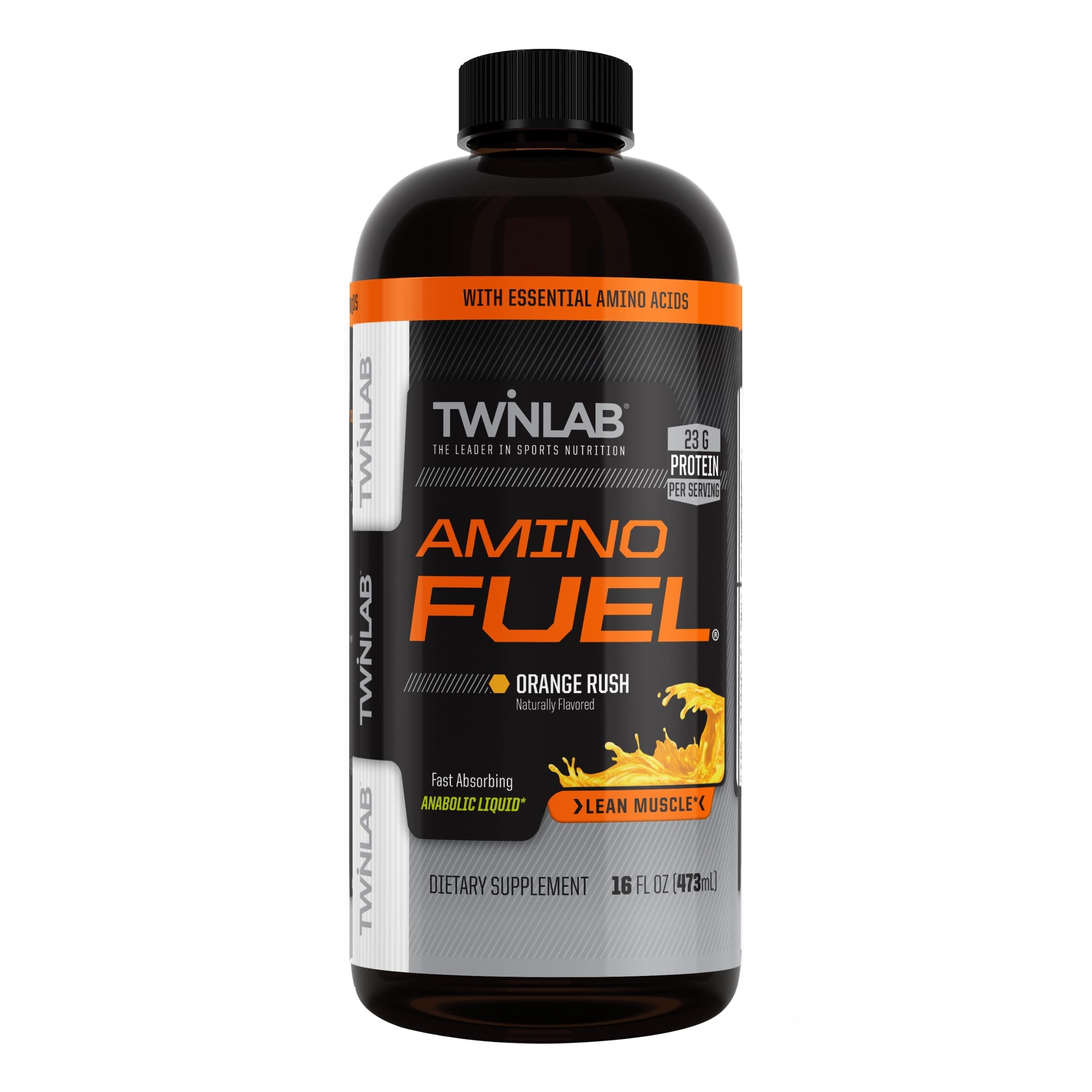 Twinlab Amino Fuel frente del envase mostrando tamaño y marca para consumo rápido