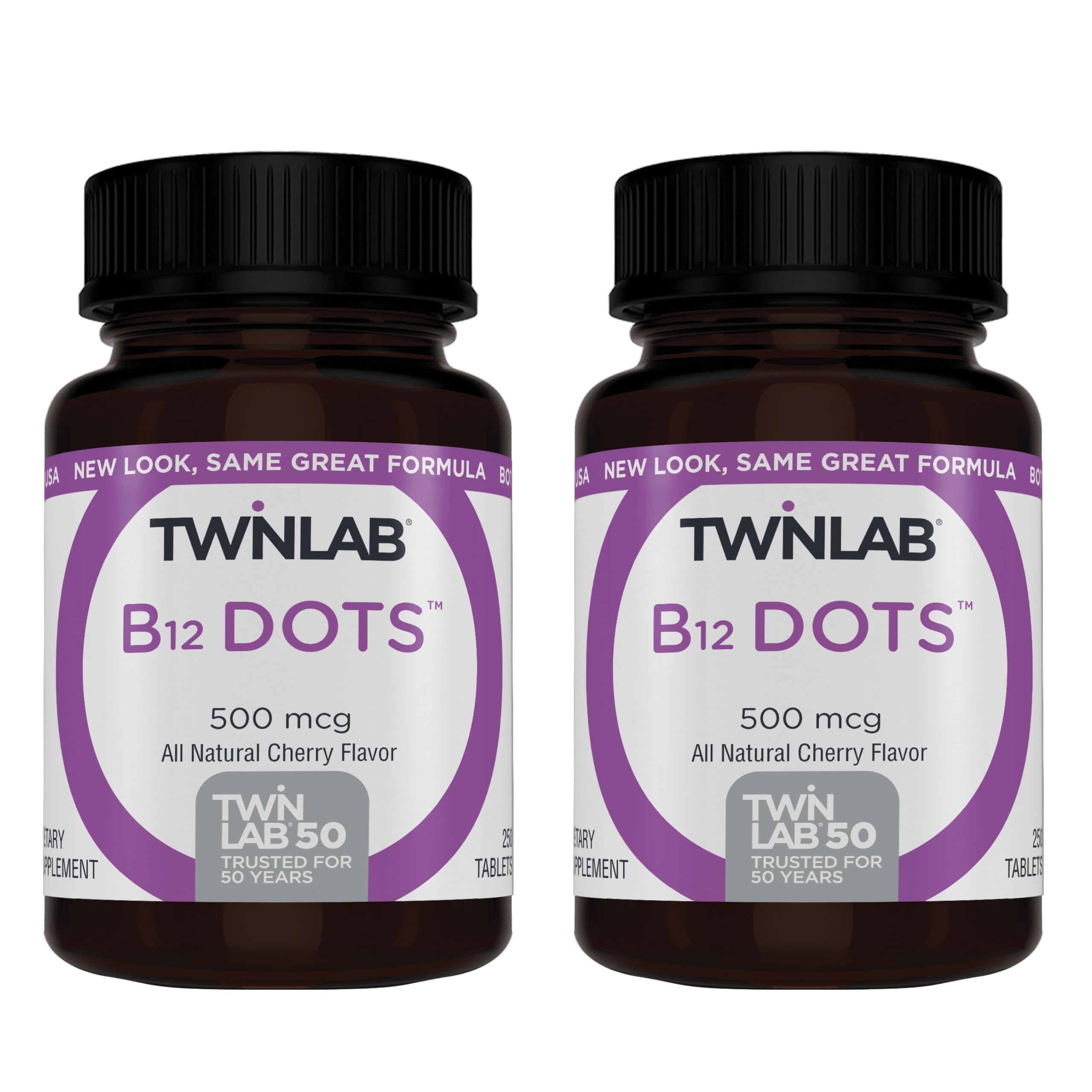 Twinlab frasco frontal con etiquetas claras y beneficio de suministro prolongado
