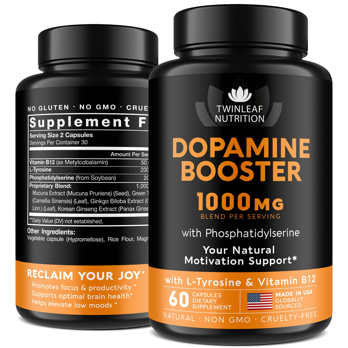 TWINLEAF NUTRITION frente del envase mostrando beneficio de apoyo cognitivo