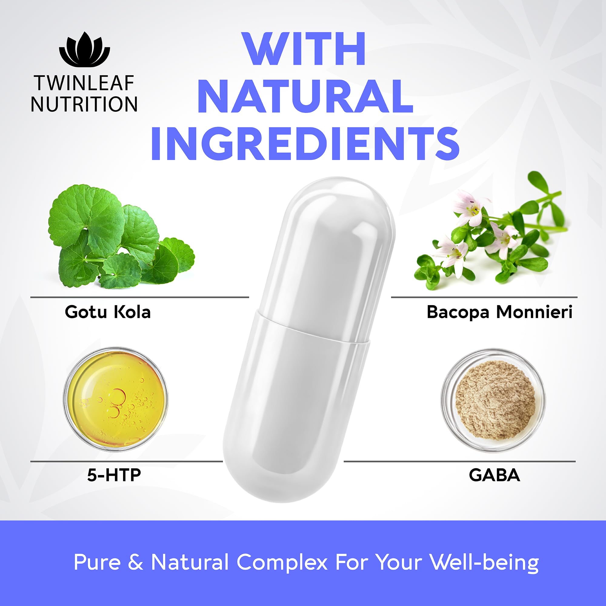 TWINLEAF NUTRITION cápsulas en mano indicando cantidad y conveniencia