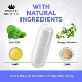 TWINLEAF NUTRITION cápsulas en mano indicando cantidad y conveniencia