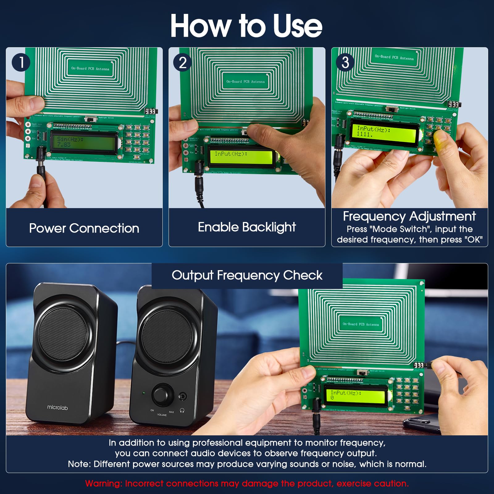 Twxire etiqueta con opciones de frecuencia y botones de control