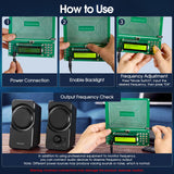 Twxire etiqueta con opciones de frecuencia y botones de control