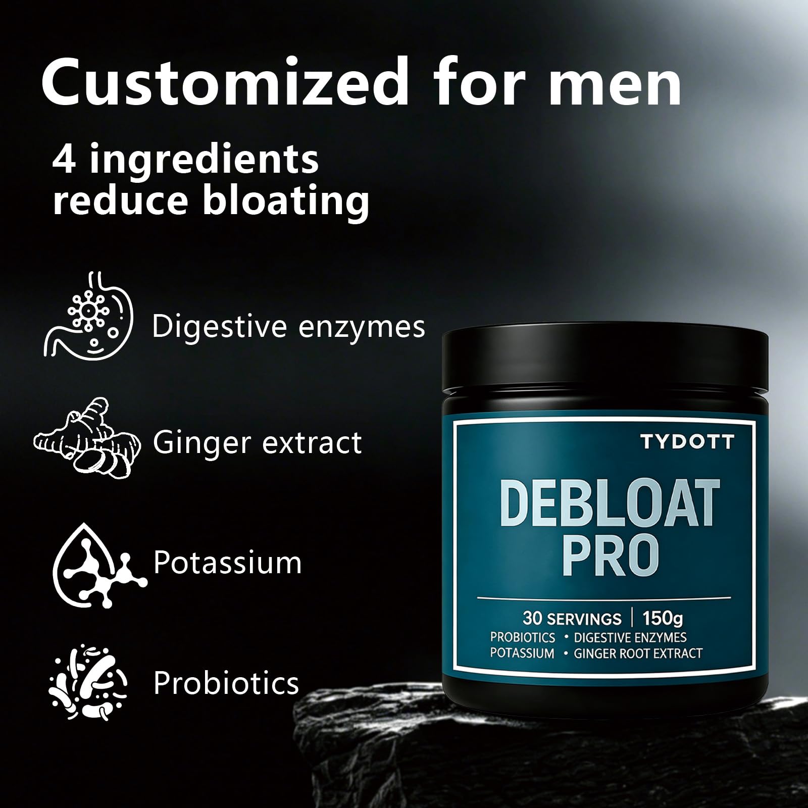 TYDOTT Debloat Pro en vaso mezclado, ilustra uso práctico y rápida preparación