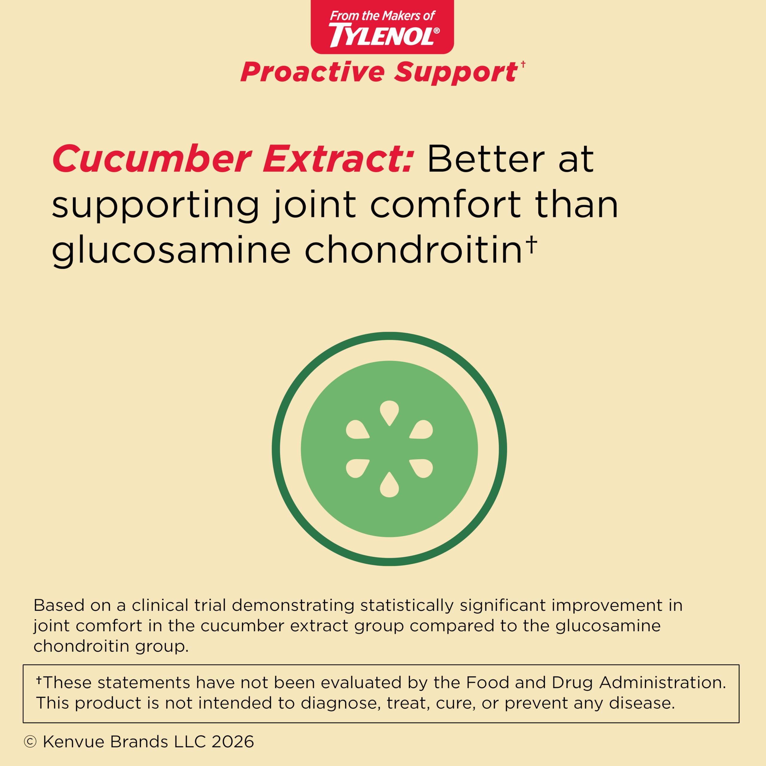 Tylenol extracto de pepino en foco resaltando apoyo a la comodidad articular