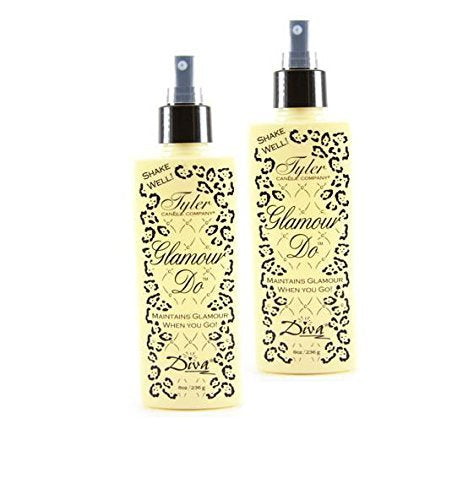 TYLER CANDLE COMPANY spray Diva Glamour frontal mostrando envase elegante y uso práctico