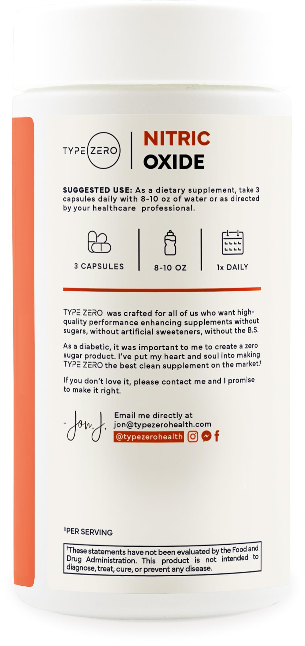 Type Zero detalle de etiqueta con lista de ingredientes y calidad