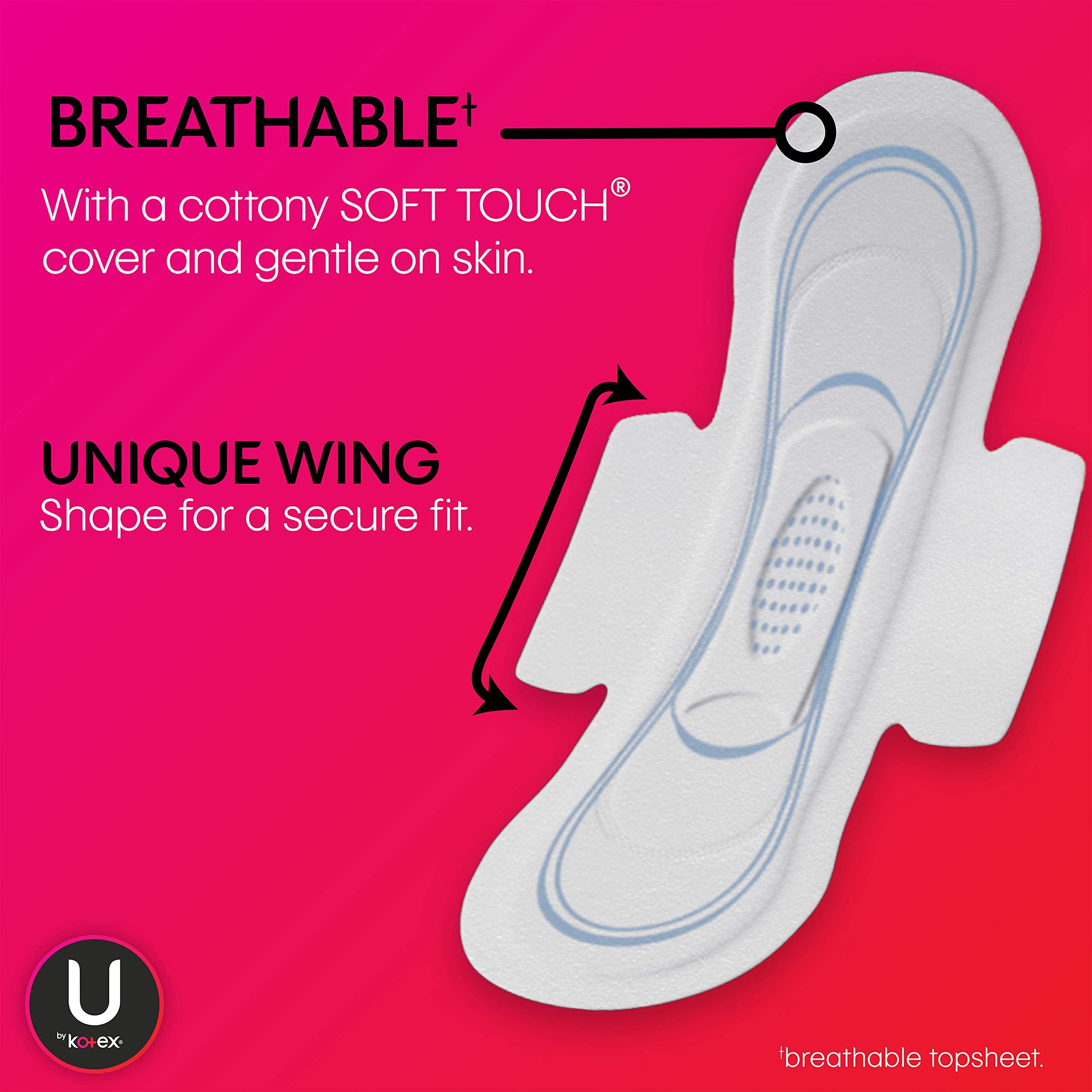 U by Kotex alas ajustadas que evitan movimientos y fugas laterales