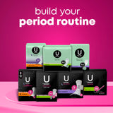 U by Kotex comparación de tamaño con ropa interior, ajuste delgado y discreto