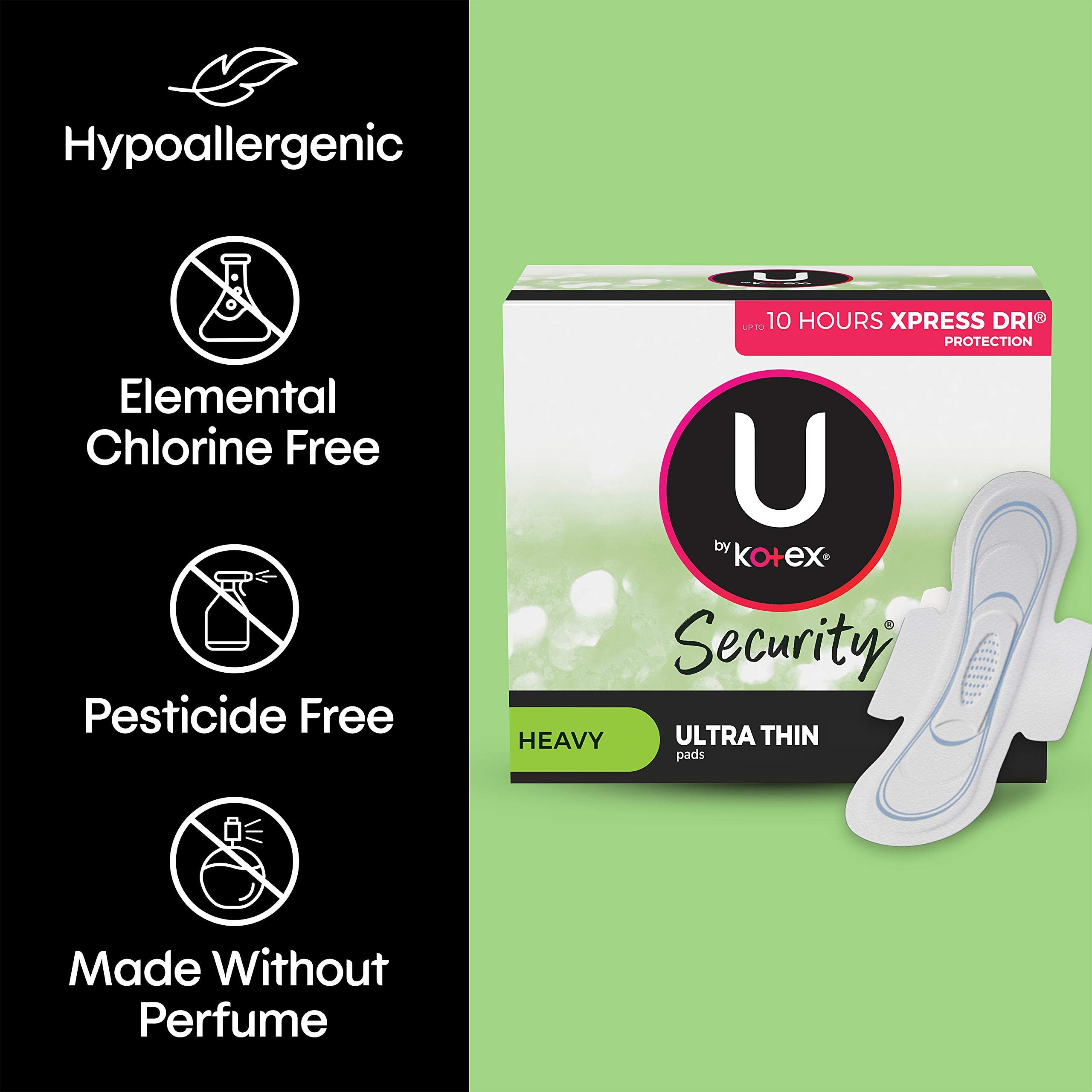 U by Kotex comparación de tamaño ultra delgado para apariencia discreta