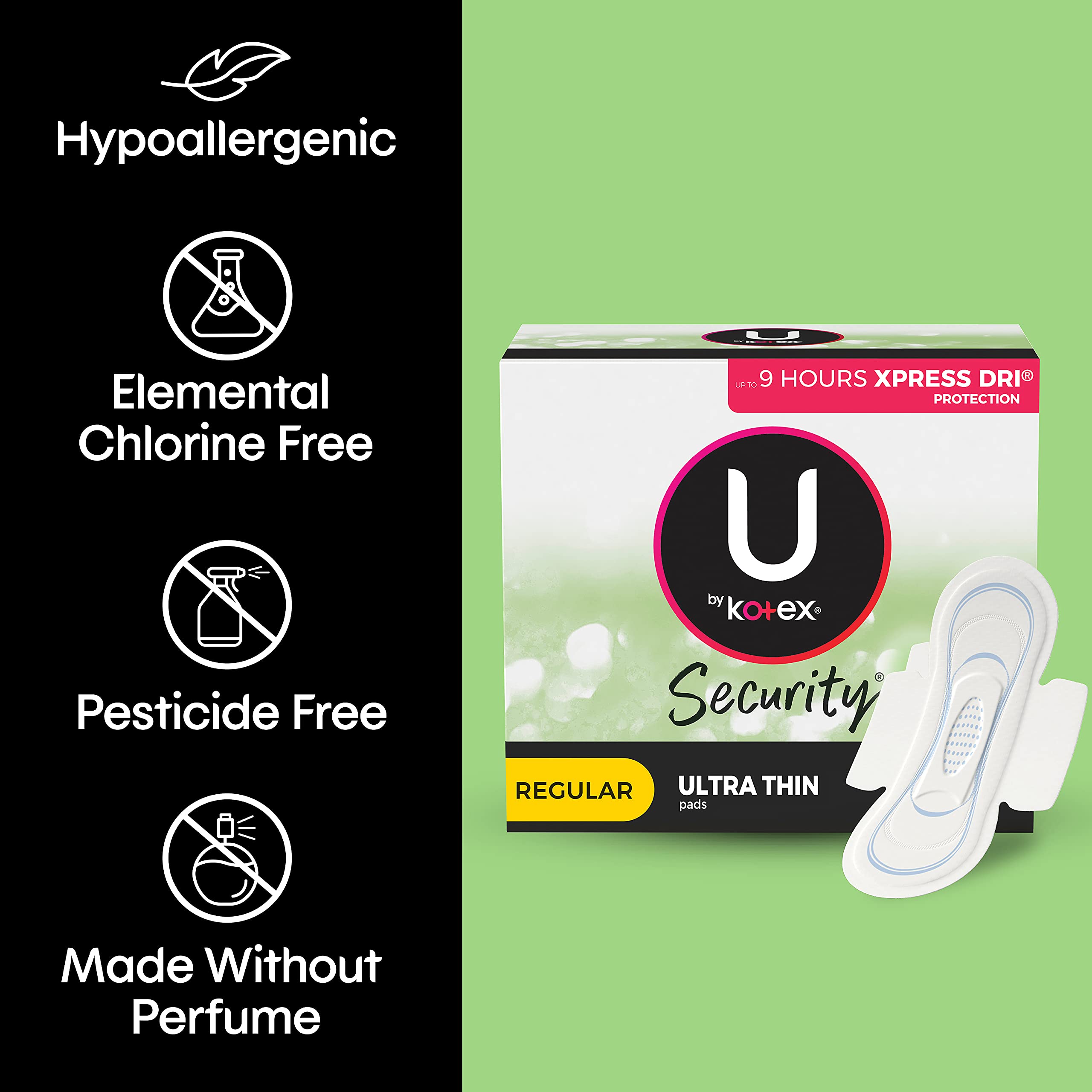 U by Kotex vista del contenido del paquete con 36 toallas