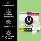 U by Kotex vista del contenido del paquete con 36 toallas