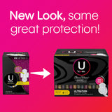 U by Kotex detalle del núcleo Xpress DRI en corte transversal, beneficio de absorción rápida