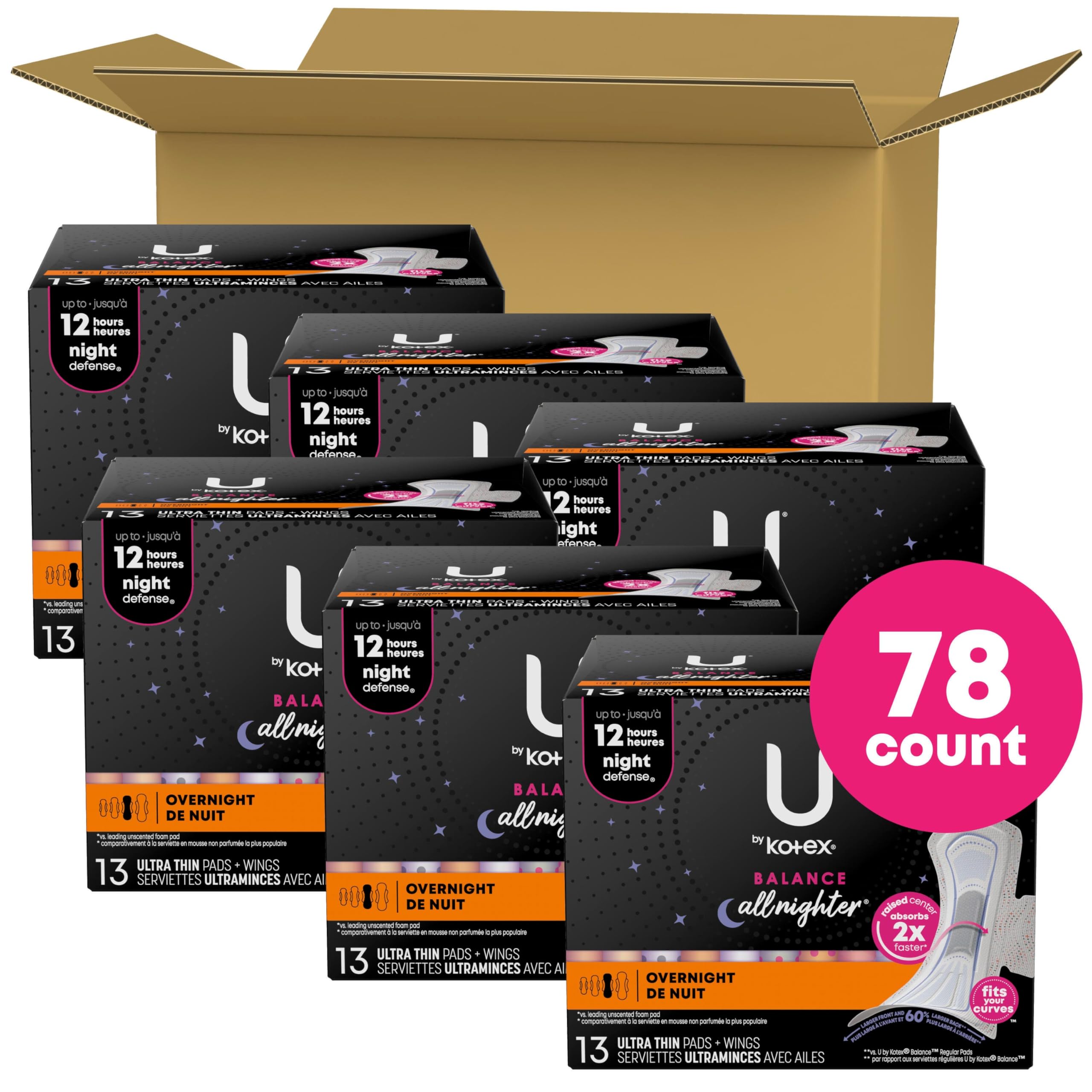 U by Kotex primer plano centro elevado que absorbe rápido para mayor sequedad
