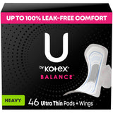 U by Kotex vista frontal del empaque, alta absorción visible