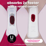 U by Kotex toalla en uso sobre ropa interior, protección segura