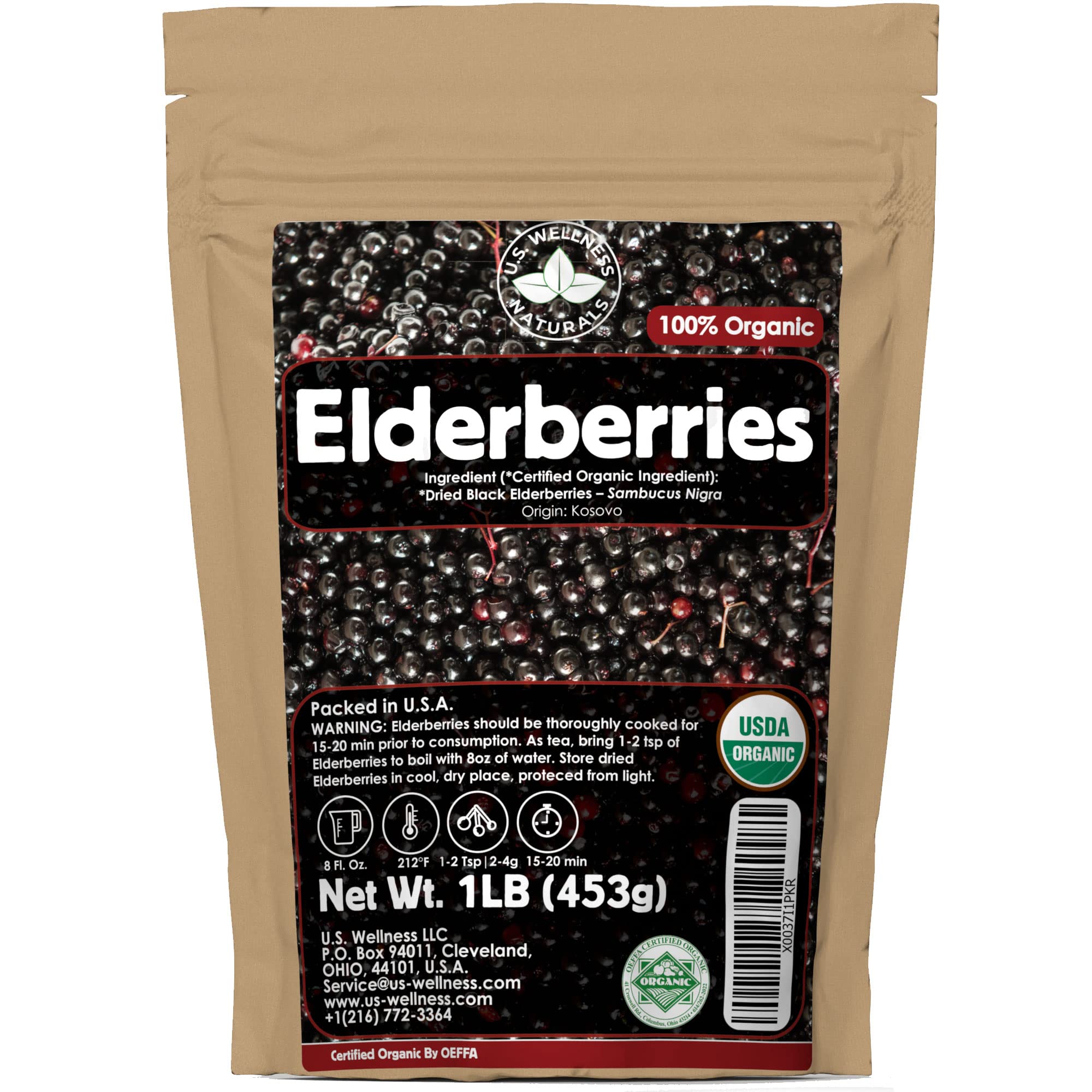 U.S. Wellness Naturals bolsa frontal mostrando 1 lb y conservación práctica