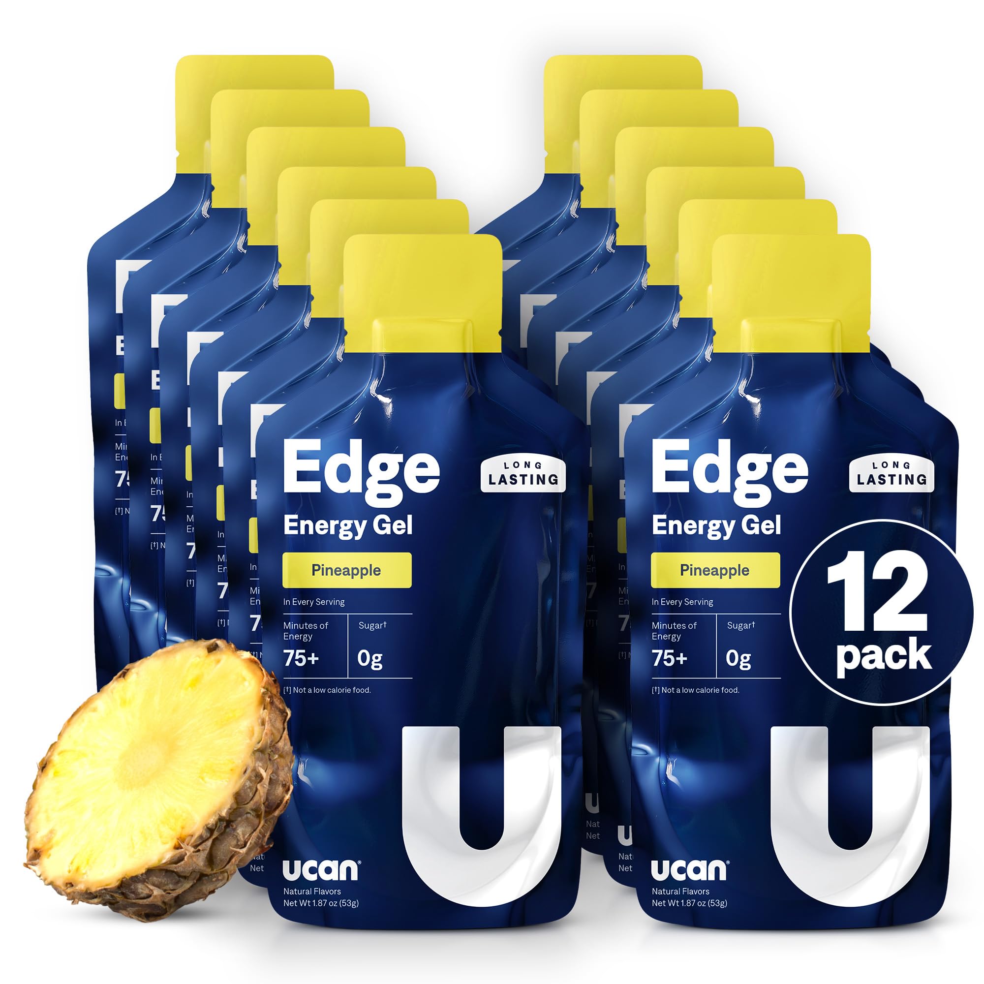 UCAN Edge piña presentación frontal que muestra sobres y beneficios rápidos