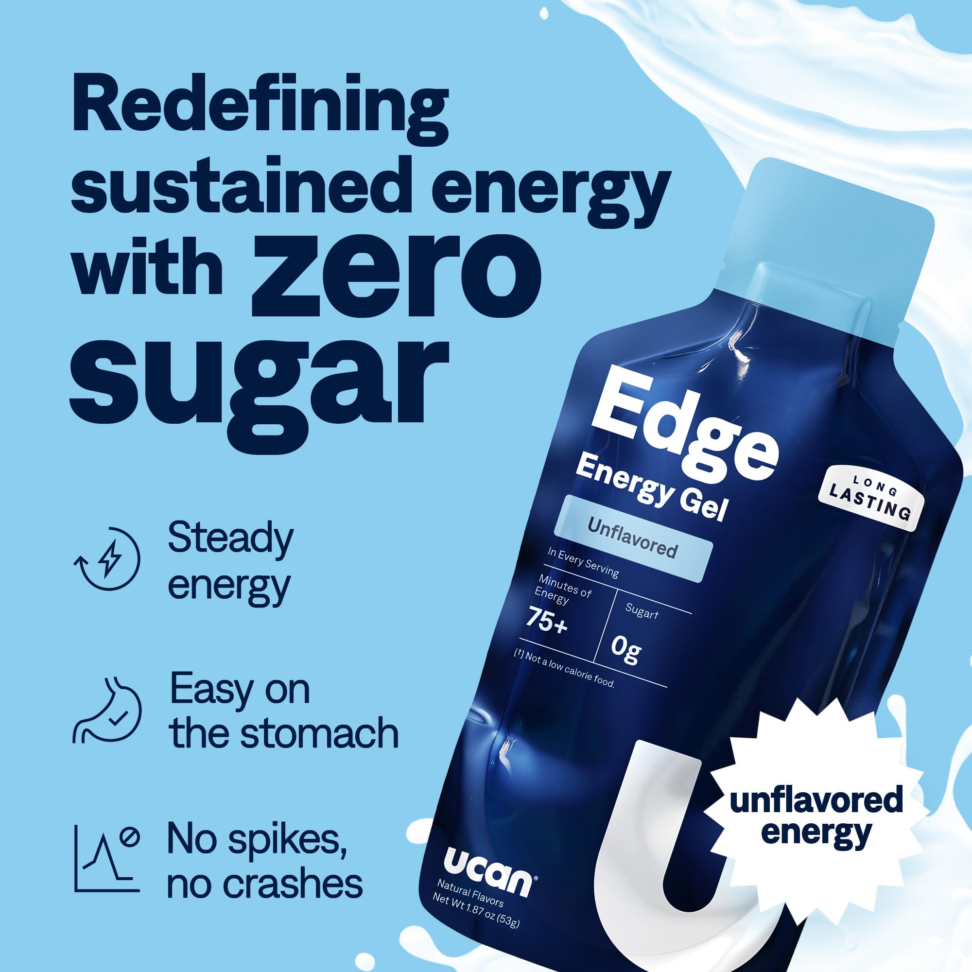 UCAN Edge sobre abierto que muestra gel neutro y fácil digestión