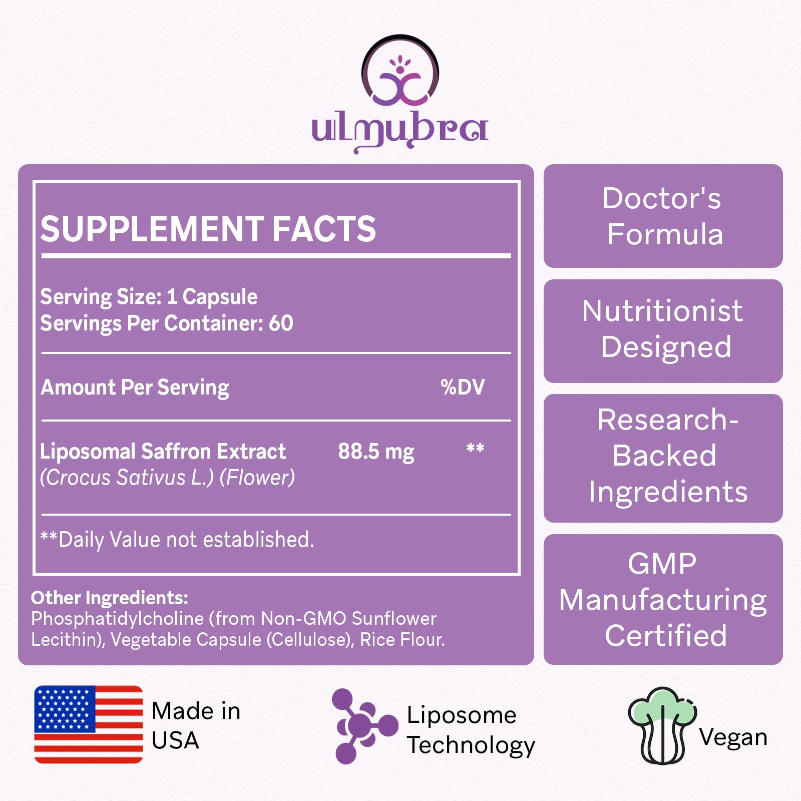 Ulmubra detalle de una cápsula vegana resaltando recubrimiento liposomal y aspecto uniforme