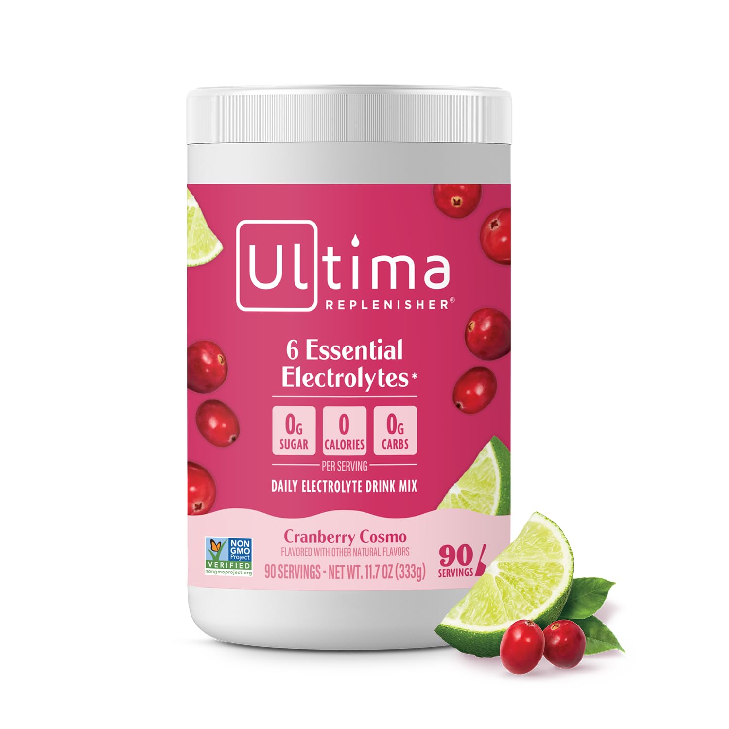 Ultima Replenisher tarro frente mostrando 90 servicios y beneficio hidratar sin azúcar