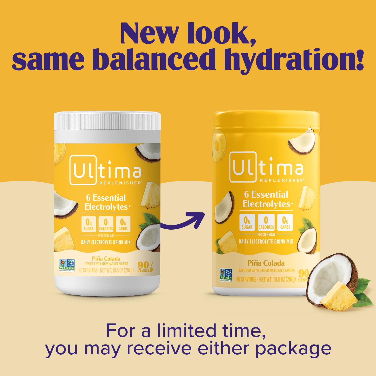 Ultima Replenisher etiqueta con lista de ingredientes y beneficios claros