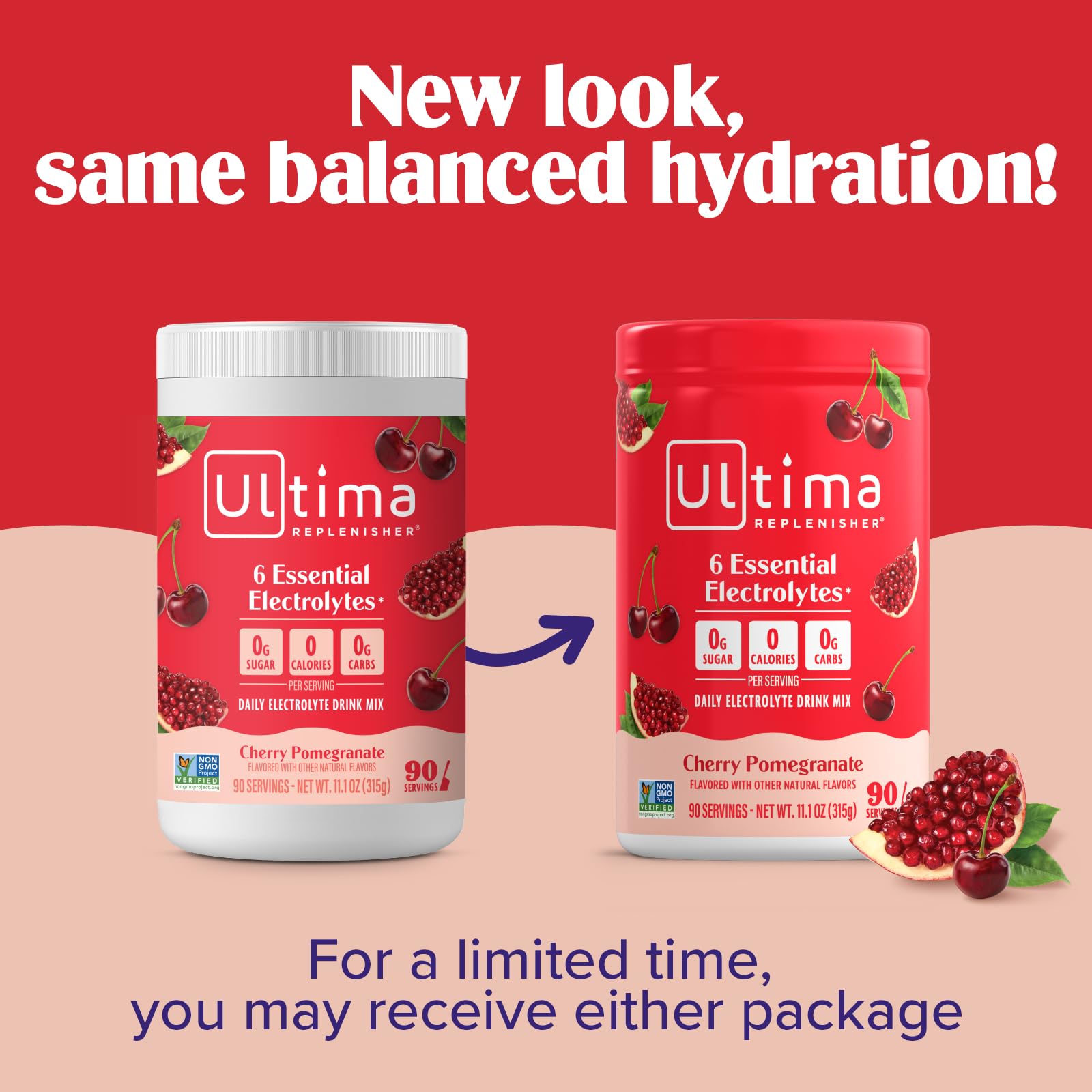 Ultima Replenisher etiqueta cercana con lista de electrolitos y vitaminas