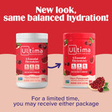 Ultima Replenisher etiqueta cercana con lista de electrolitos y vitaminas