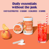 Ultima Replenisher etiqueta en primer plano mostrando electrolitos y vitaminas