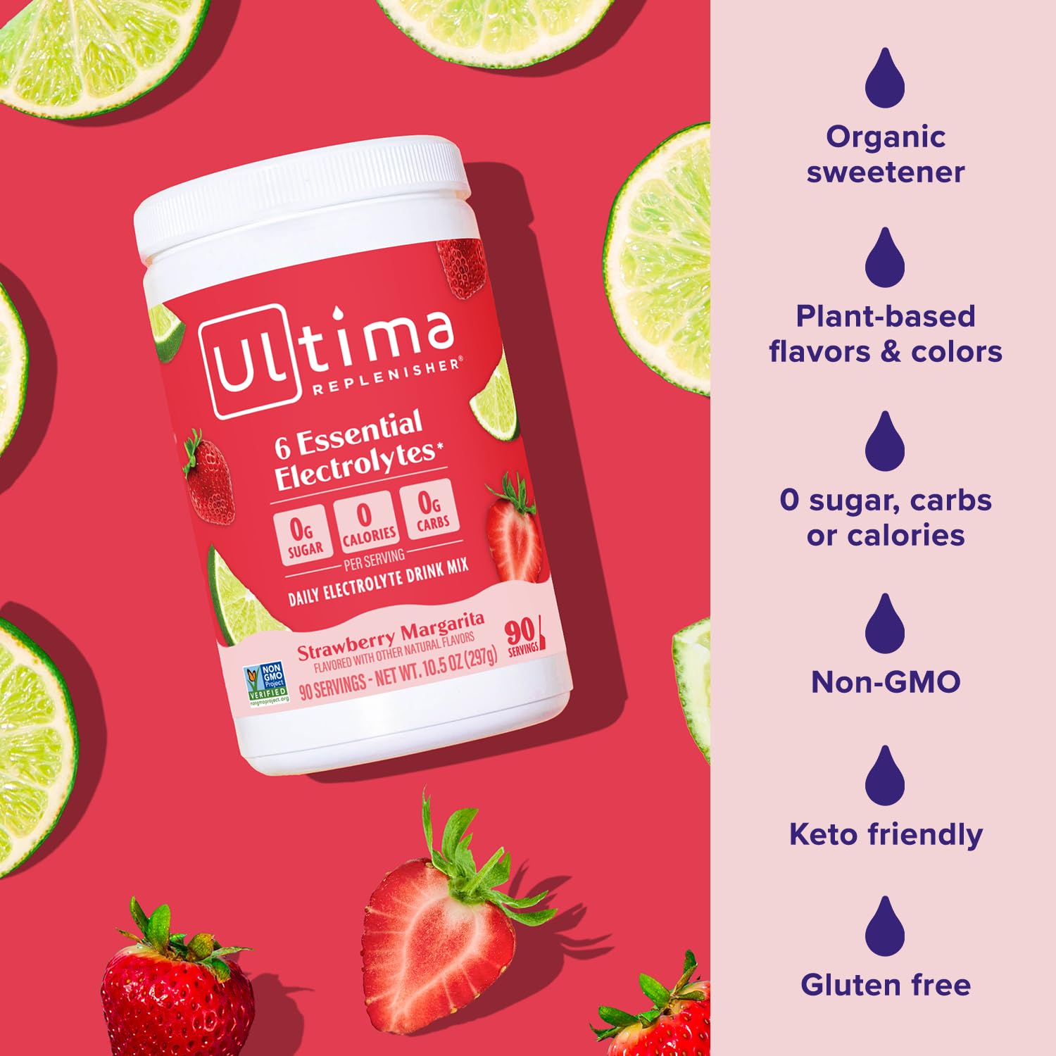 Etiqueta nutricional Ultima Replenisher destacando electrolitos esenciales