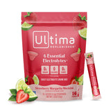 Ultima Replenisher frente del empaque mostrando 16 sobres y beneficio portable