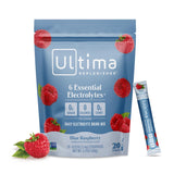 Ultima Replenisher frontal del paquete mostrando 20 stickpacks y beneficios