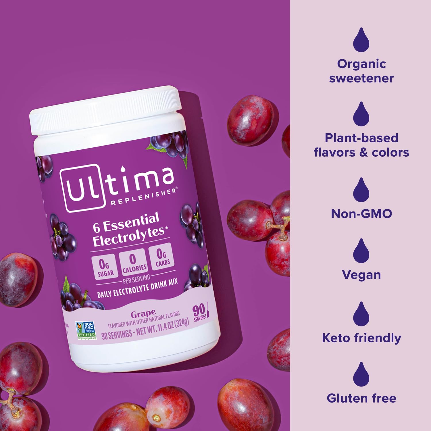 Ultima Replenisher etiqueta con ingredientes y beneficios nutricionales visibles