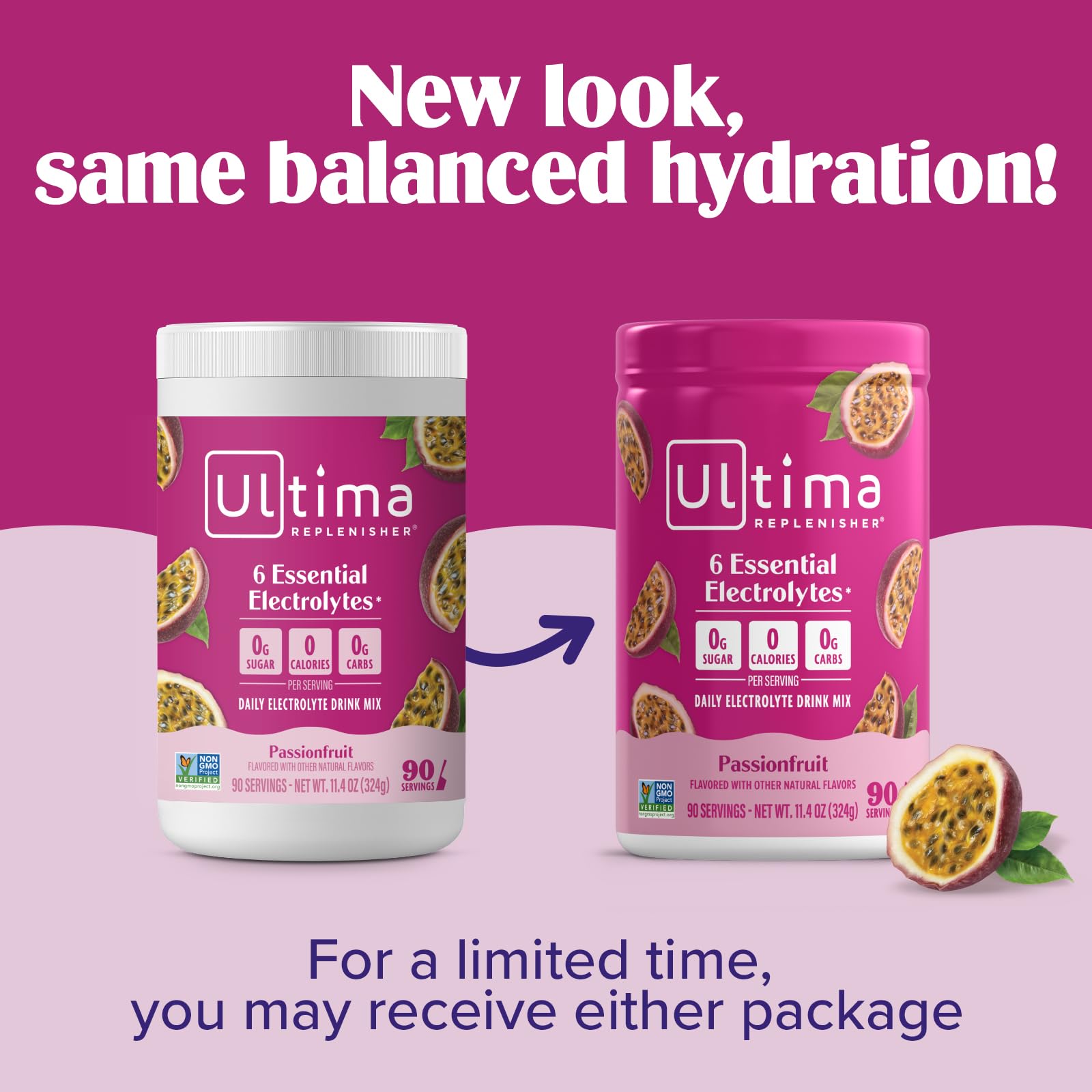 Ultima Replenisher vaso con bebida disuelta, hidratación refrescante