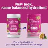 Ultima Replenisher vaso con bebida disuelta, hidratación refrescante