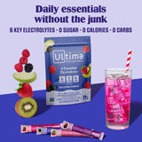 Ultima Replenisher sobre abierto con polvo visible y sabor listo para mezclar